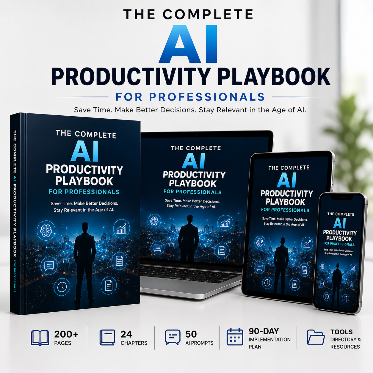 The AI Work Guide on laptop, tablet and smartphone